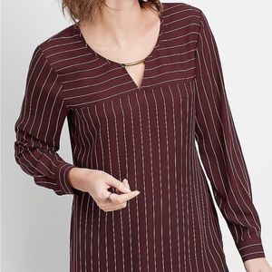 bar neck stripe tunic blouse